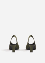 Pointed Slingback Leather Heel in Olive - CO Collections